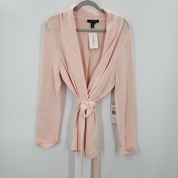 Lauren Ralph Lauren Sweaters - Lauren Ralph Lauren XL Bashful Pink Open Cardigan Moreton Hall Collection NWT